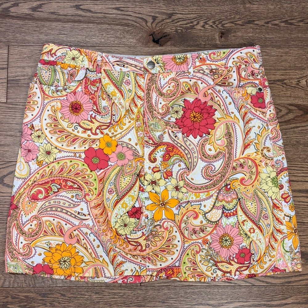 Croft & Barrow Pink Paisley Skort Size 16